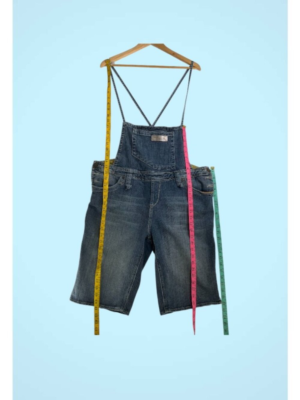 Apple Bottoms Y2K Denim Capri Overalls Women 15/16 Cropped Jumpsuit Vintage Styl - Picture 8 of 13